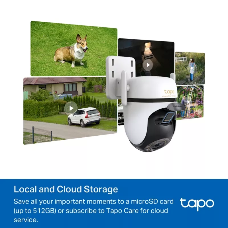 TP-Link lauko PTZ apsaugos „Wi-Fi“ kamera 3K 5MP (2880x1620), 2,4 GHz, 2 išorinės antenos, 1 Ethernet prievadas, horizontalus 360°