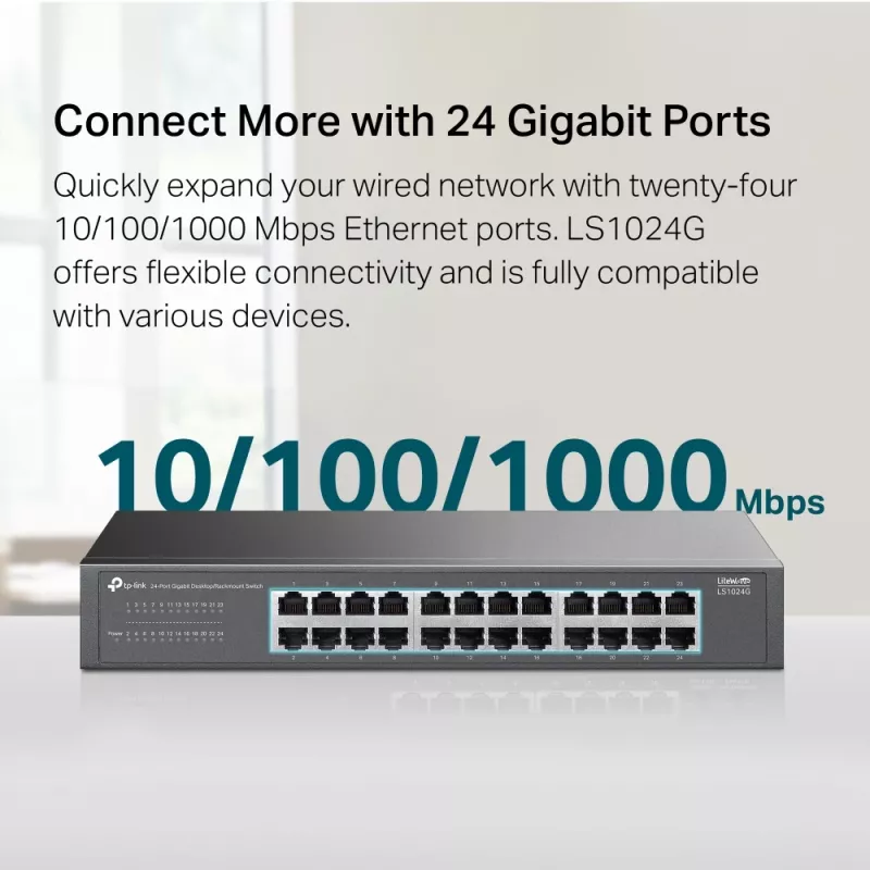 TP-Link LS1024G tinklo jungiklis Nevaldomas Gigabit Ethernet (10/100/1000) Juodas