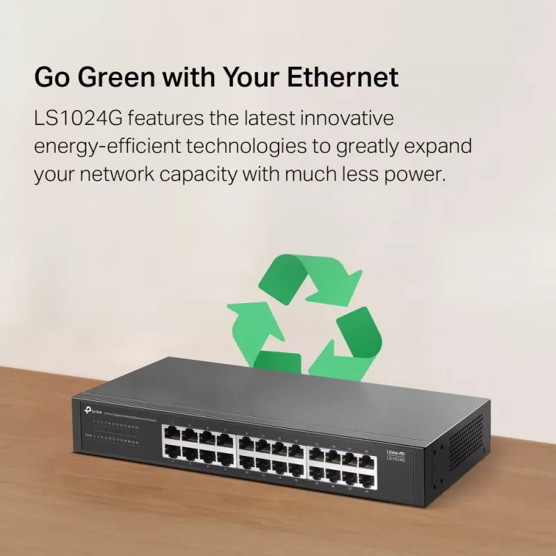 TP-Link LS1024G tinklo jungiklis Nevaldomas Gigabit Ethernet (10/100/1000) Juodas