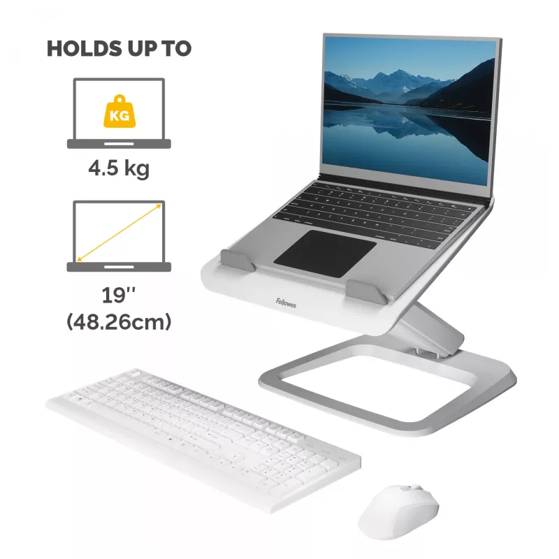 Fellowes Hana LT reguliuojamas stovas nešiojamam kompiuteriui 19 colių, 4,5 kg, baltas
