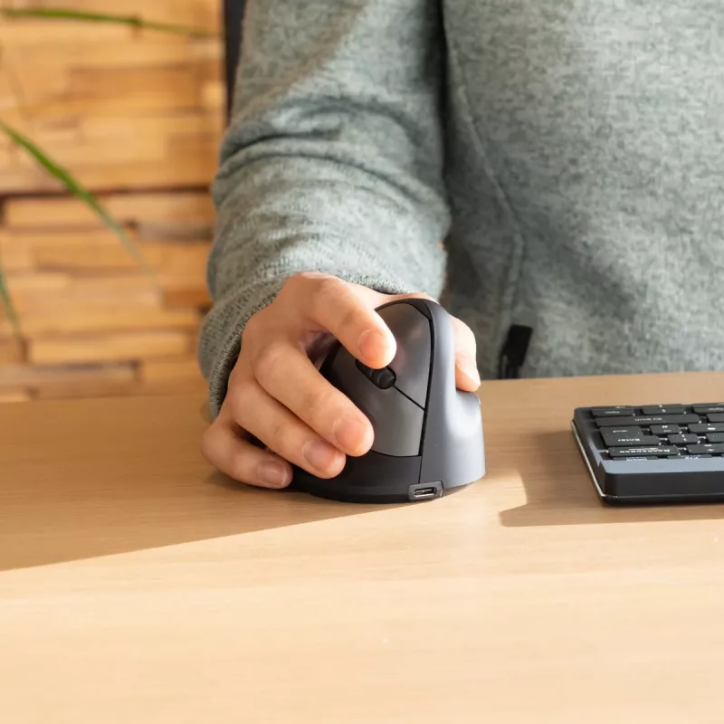 R-Go Tools ergonominė pelė R-Go HE Break su pertraukų programine įranga, didelė (rankos dydis ≥ 185 mm), dešinei rankai, Bluetooth, juoda