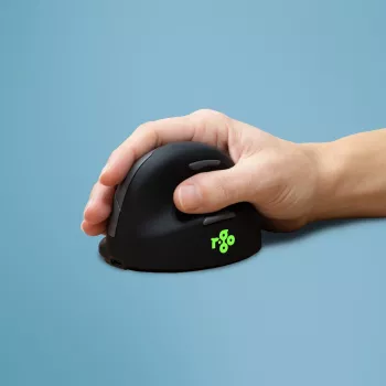 R-Go HE Break ergonominė vertikali pelė su pertraukų programine įranga, vidutinė (rankos dydis 165-185 mm), dešinei rankai, Bluetooth, juoda