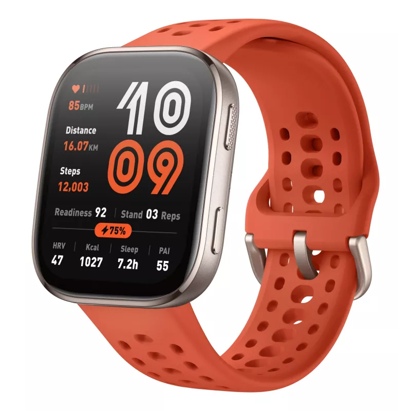 Išmanusis laikrodis Amazfit Bip 6 — 1,97 col. AMOLED, 390×450, GPS, 64 MB RAM, 512 GB flash, 340 mAh, 27,9 g, raudonas silikoninis dirželis