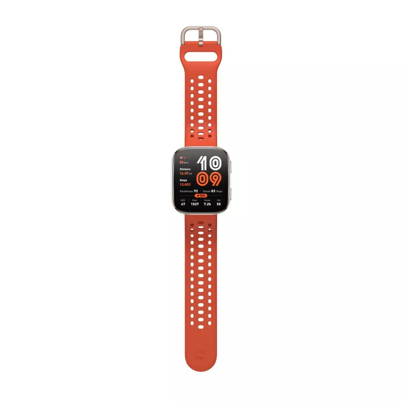 Išmanusis laikrodis Amazfit Bip 6 — 1,97 col. AMOLED, 390×450, GPS, 64 MB RAM, 512 GB flash, 340 mAh, 27,9 g, raudonas silikoninis dirželis