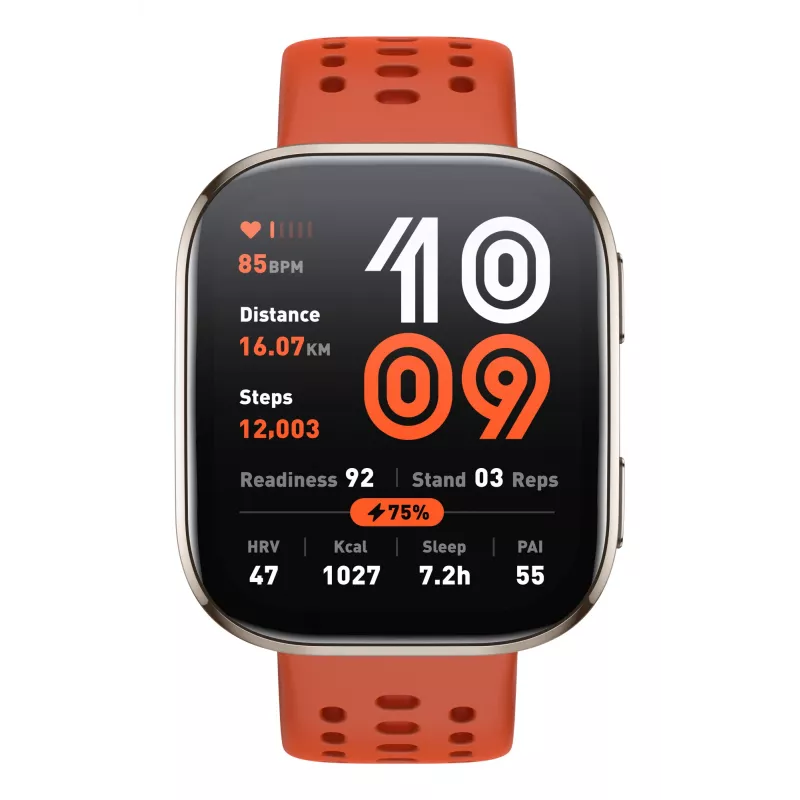 Išmanusis laikrodis Amazfit Bip 6 — 1,97 col. AMOLED, 390×450, GPS, 64 MB RAM, 512 GB flash, 340 mAh, 27,9 g, raudonas silikoninis dirželis