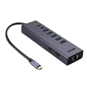 Docking stotelė Lindy DST-Mini Duo USB-C nešiojamam kompiuteriui, mini dokas, 2x 4K HDMI