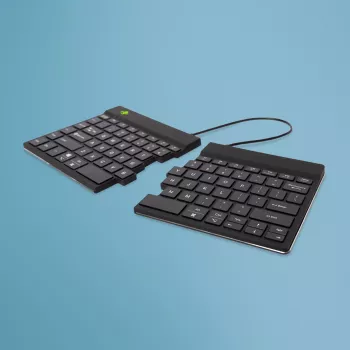Ergonominė klaviatūra R-Go Tools Split Break su pertraukų programine įranga, išskirta klaviatūra, QWERTY (US), Bluetooth, juoda
