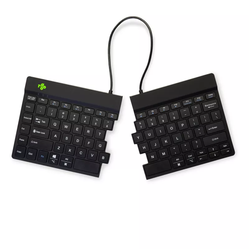 Ergonominė klaviatūra R-Go Tools Split Break su pertraukų programine įranga, išskirta klaviatūra, QWERTY (US), Bluetooth, juoda
