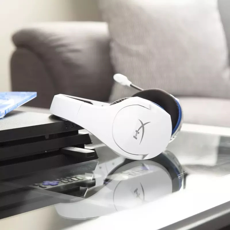 HyperX Cloud Stinger Core – belaidės žaidimų ausinės (balta-mėlyna) – PS5/PS4