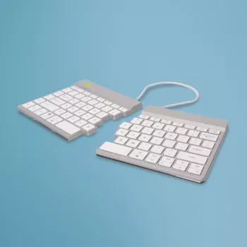 R-Go Tools ergonominė klaviatūra R-Go Split Break su pertraukų programine įranga, ergonominė išskleidžiama klaviatūra, QWERTY (US), Bluetooth, balta