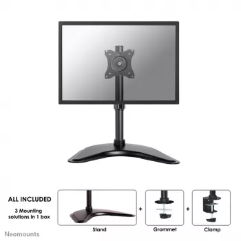 Neomounts NM-D335BLACK Monitorio stovas 10-30 colių, Spaustuvas/Laisvai pastatomas/Pertvaros anga, 10 kg, 25.4 cm (10 col.), 76.2 cm (30 col.), 100 x 100 mm, Juodas