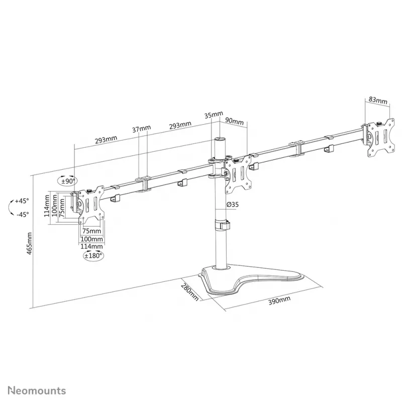 Neomounts monitorio stovas FPMA-D550DD3BLACK laisvai pastatomas 6 kg 13-27 col.