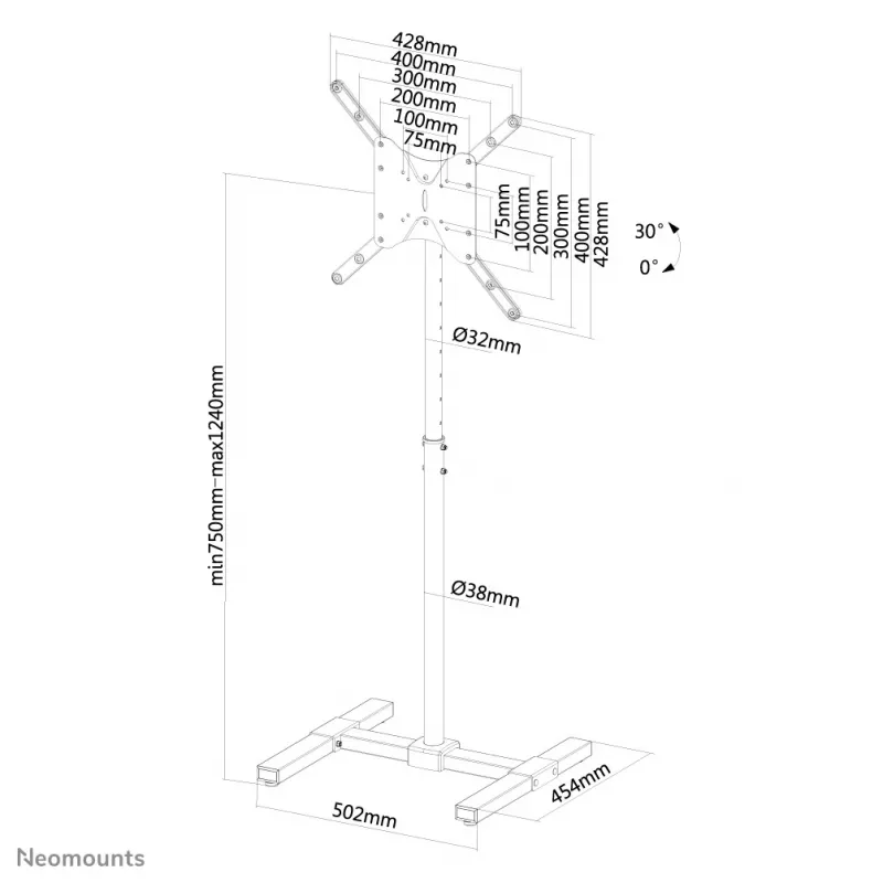 Neomounts NS-FS100BLACK Grindinis stovas 10-55 colių