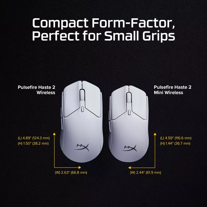 HyperX Pulsefire Haste 2 Mini – Belaidis žaidimų pelė (balta)
