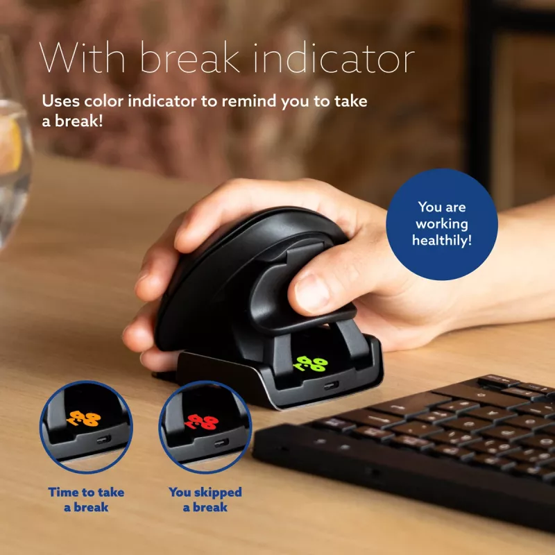R-Go Tools Ergonominė pelė R-Go Twister su pertraukų programine įranga, ambidekstrinė pelė abiem rankoms, sulankstoma, Bluetooth ir laidinė