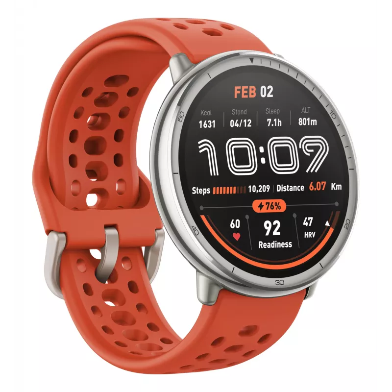 Amazfit Active 2 Premium 44 mm išmanusis laikrodis, juodas odinis dirželis (W2433EU1N)