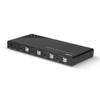 Lindy KVM Jungiklis HDMI 18G USB 2.0 Garsas 4 Prievadai 4K Ultra HD