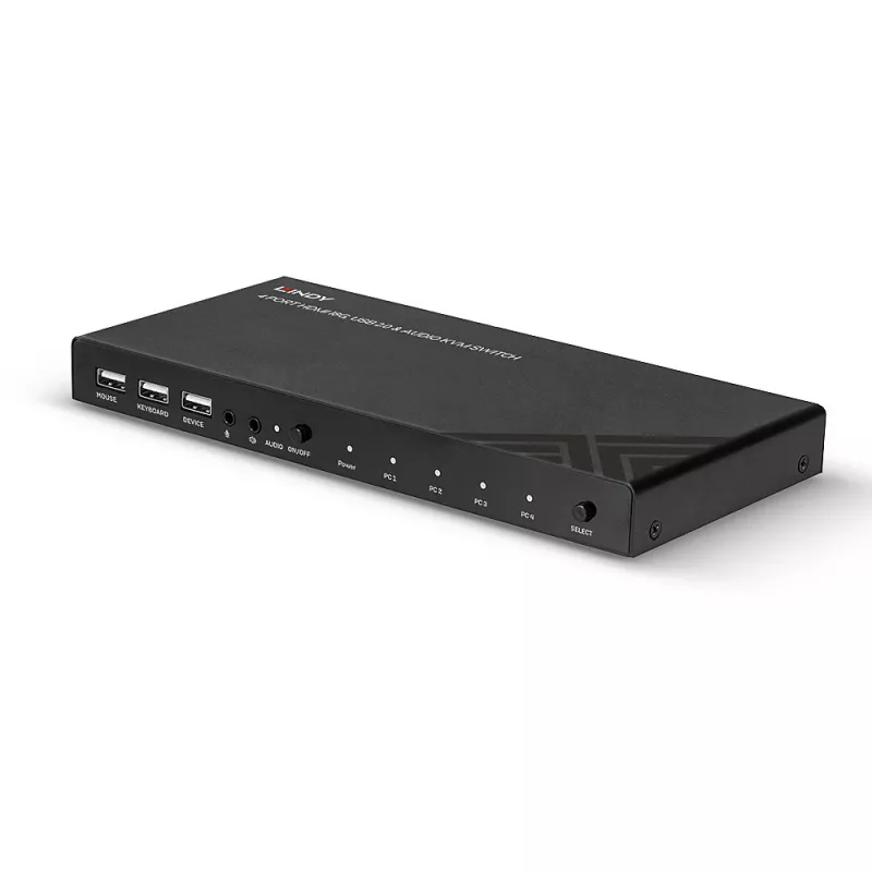 Lindy KVM Jungiklis HDMI 18G USB 2.0 Garsas 4 Prievadai 4K Ultra HD