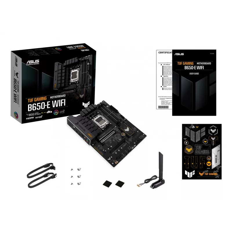 Motininė plokštė ASUS TUF GAMING B650-E WIFI ATX lizdas Socket AM5 DDR5 4x DIMM 192GB Wi‑Fi 6E Bluetooth 5.3 3x M.2 2,5Gb LAN