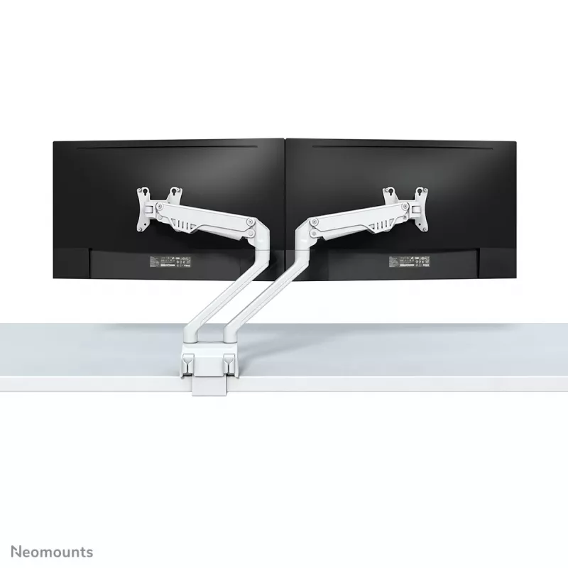 Neomounts FPMA-D750DWHITE2 Monitor laikiklis dviems monitoriams 10-32 colių – dujinė spyruoklė – Topfix – 180° stabdiklis