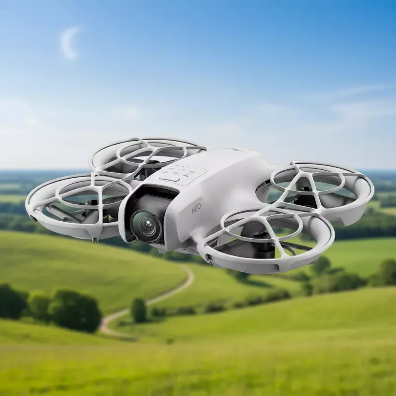 Dronas DJI Neo, 135 g, 4K Ultra HD kamera, iki 18 min skrydžio laiko, be nuotolinio valdymo pulto