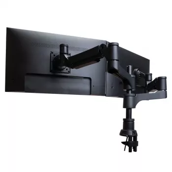 R-Go Tools monitorinis laikiklis R-Go Caparo Dual, dviems monitoriams, reguliuojamas dujine spyruokle, 3-9 kg keliamoji galia, 100% žiedinis, juodas