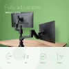R-Go Tools monitorinis laikiklis R-Go Caparo Dual, dviems monitoriams, reguliuojamas dujine spyruokle, 3-9 kg keliamoji galia, 100% žiedinis, juodas