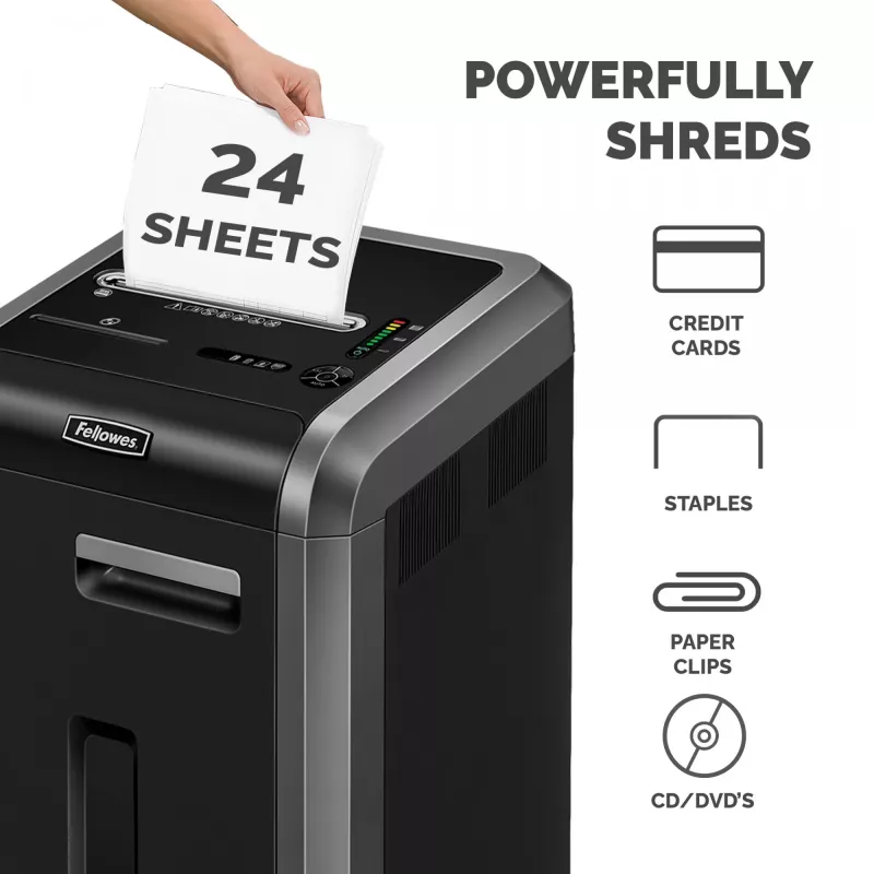 Fellowes 225Ci popieriaus smulkintuvas, kryžminis pjovimas, 24 lapai, P-4, 60 l krepšys