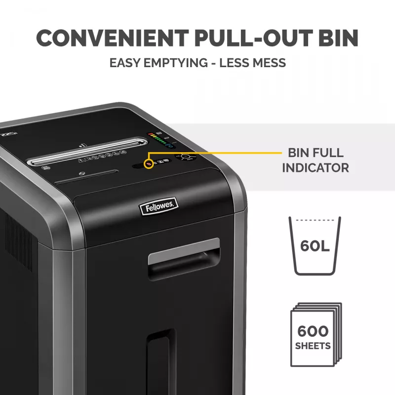 Fellowes 225Ci popieriaus smulkintuvas, kryžminis pjovimas, 24 lapai, P-4, 60 l krepšys