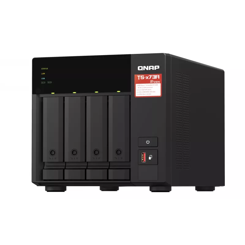 QNAP TS-473A NAS bokštinis AMD Ryzen Embedded V1500B 8 GB DDR4 0 TB QNAP Turbo System juodas