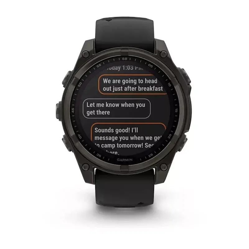Sportinis išmanusis laikrodis GARMIN fenix 8 Black — 51 mm korpusas, Safyro stiklas, saulės įkrovimas, GPS, 32 GB, 10 ATM, 1,3 colio ekranas