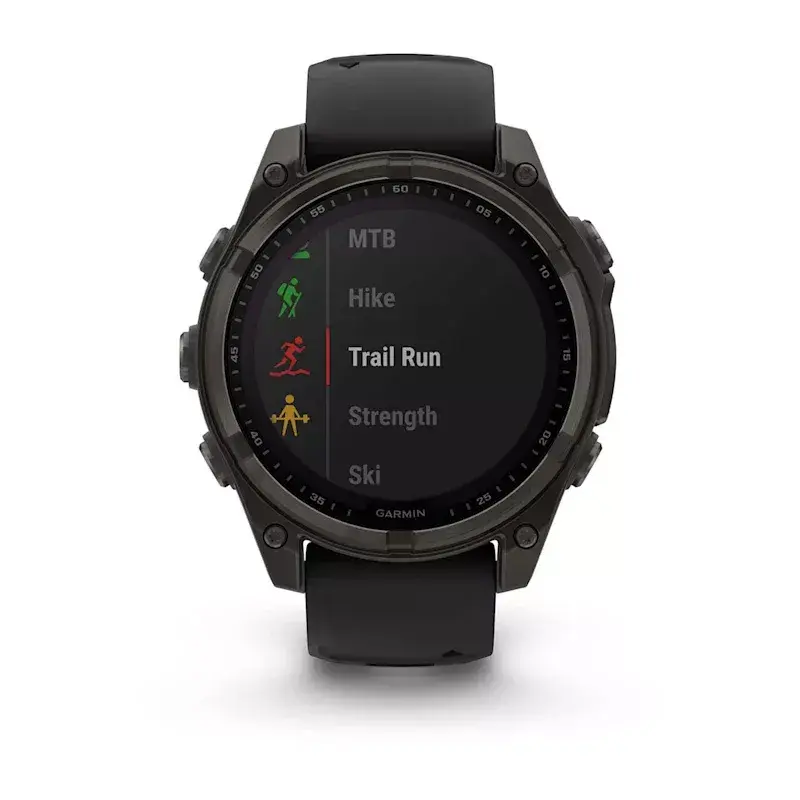 Sportinis išmanusis laikrodis GARMIN fenix 8 Black — 51 mm korpusas, Safyro stiklas, saulės įkrovimas, GPS, 32 GB, 10 ATM, 1,3 colio ekranas
