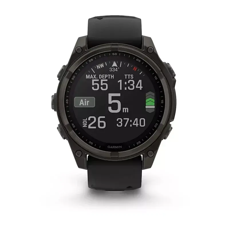 Sportinis išmanusis laikrodis GARMIN fenix 8 Black — 51 mm korpusas, Safyro stiklas, saulės įkrovimas, GPS, 32 GB, 10 ATM, 1,3 colio ekranas