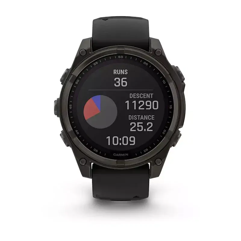 Sportinis išmanusis laikrodis GARMIN fenix 8 Black — 51 mm korpusas, Safyro stiklas, saulės įkrovimas, GPS, 32 GB, 10 ATM, 1,3 colio ekranas
