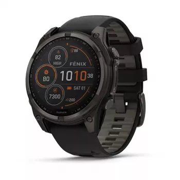 Sportinis išmanusis laikrodis GARMIN fenix 8 Black — 51 mm korpusas, Safyro stiklas, saulės įkrovimas, GPS, 32 GB, 10 ATM, 1,3 colio ekranas