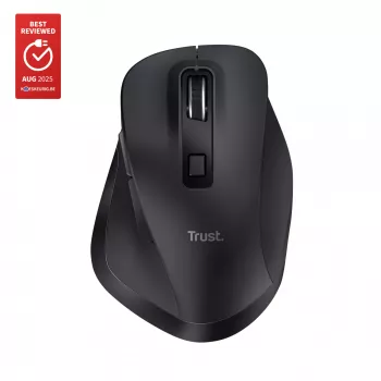 TRUST Fyda Office dešinės rankos belaidė pelė – RF + Bluetooth, optinė 2400 DPI, 6 mygtukai, juoda