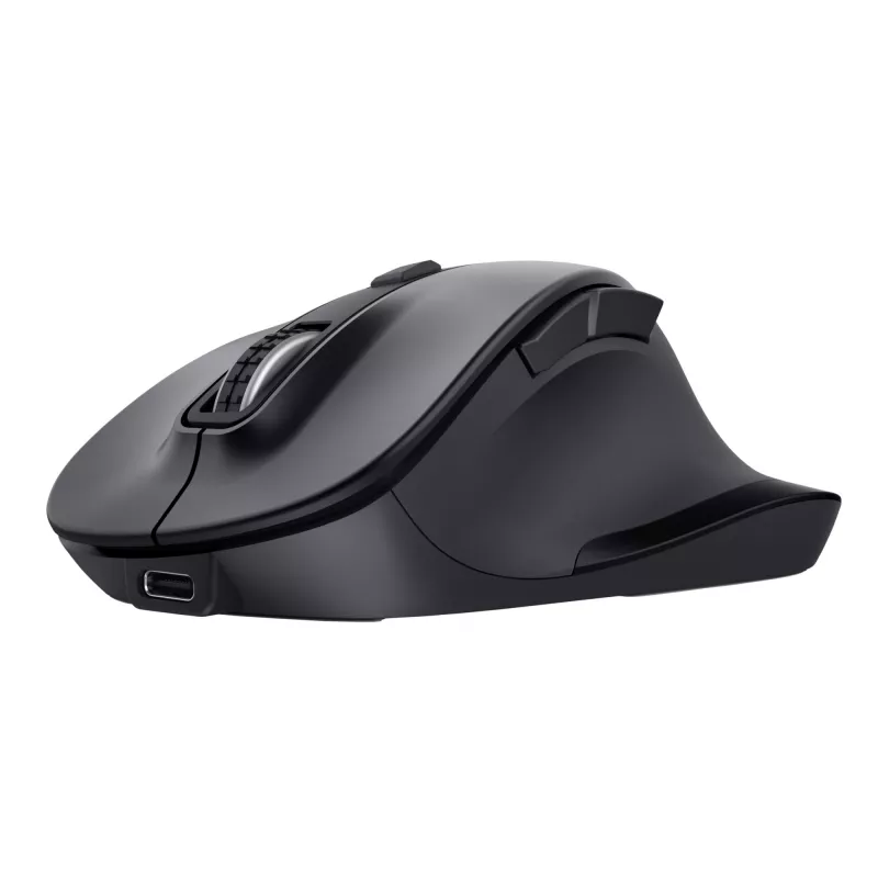 TRUST Fyda Office dešinės rankos belaidė pelė – RF + Bluetooth, optinė 2400 DPI, 6 mygtukai, juoda