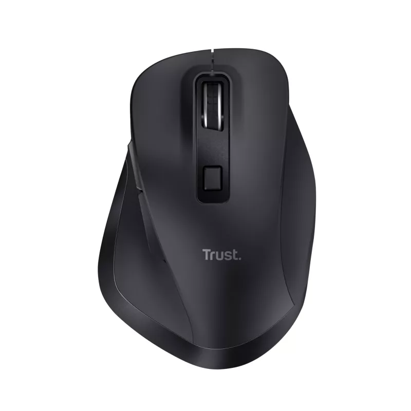 TRUST Fyda Office dešinės rankos belaidė pelė – RF + Bluetooth, optinė 2400 DPI, 6 mygtukai, juoda
