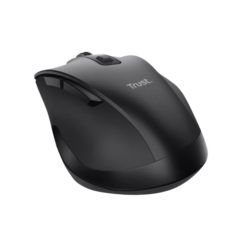 TRUST Fyda Office dešinės rankos belaidė pelė – RF + Bluetooth, optinė 2400 DPI, 6 mygtukai, juoda