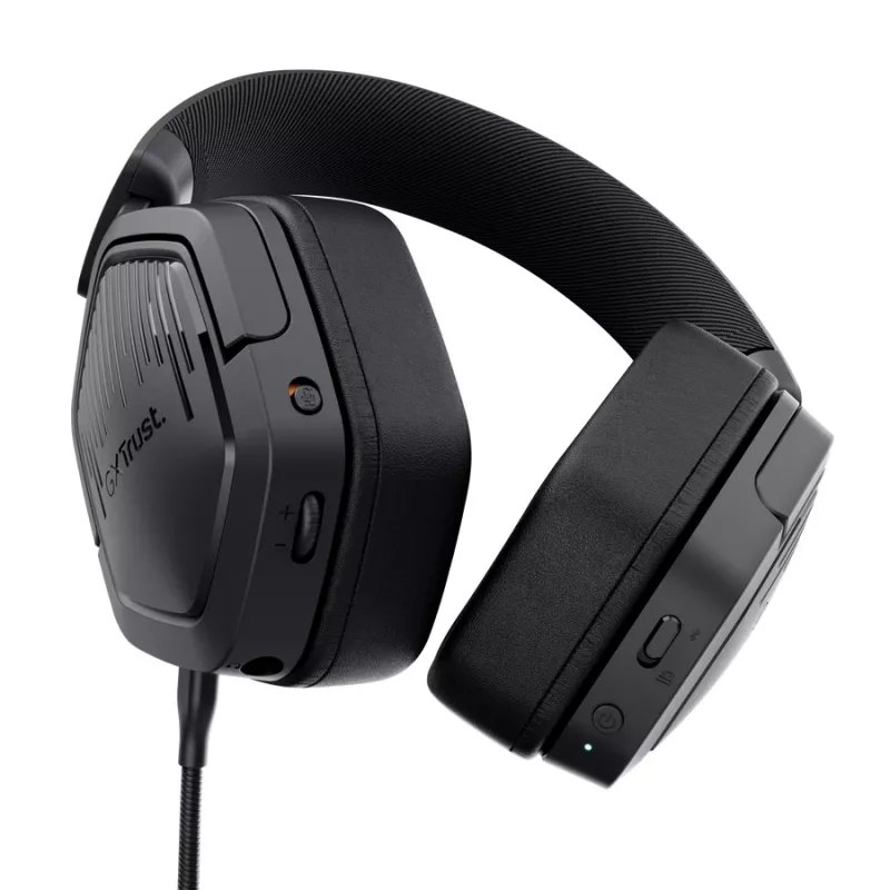Trust GXT 493PS Carus belaidės žaidimų ausinės PS5, ausis apgaubiančios, nuimamas mikrofonas, USB-C / USB-A / 3,5 mm, 20–20000 Hz, 1,2 m, juodos