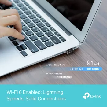 Belaidis USB adapteris TP‑Link Archer TX1U Nano Wi‑Fi 6 (IEEE 802.11ax) Dual‑Band 2,4/5 GHz, 287 Mbit/s, Bluetooth, USB 2.0, Juodas