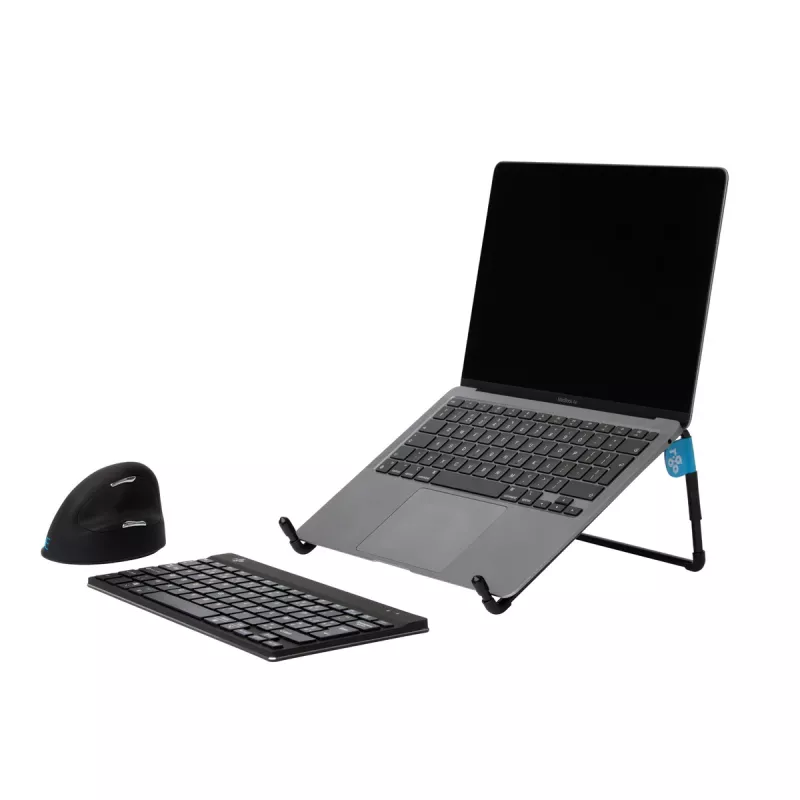 R-Go Tools nešiojamojo kompiuterio stovas R-Go Steel Travel, ergonomiškas ir sulankstomas, tinka 10–22 colių nešiojamam kompiuteriui, juodas