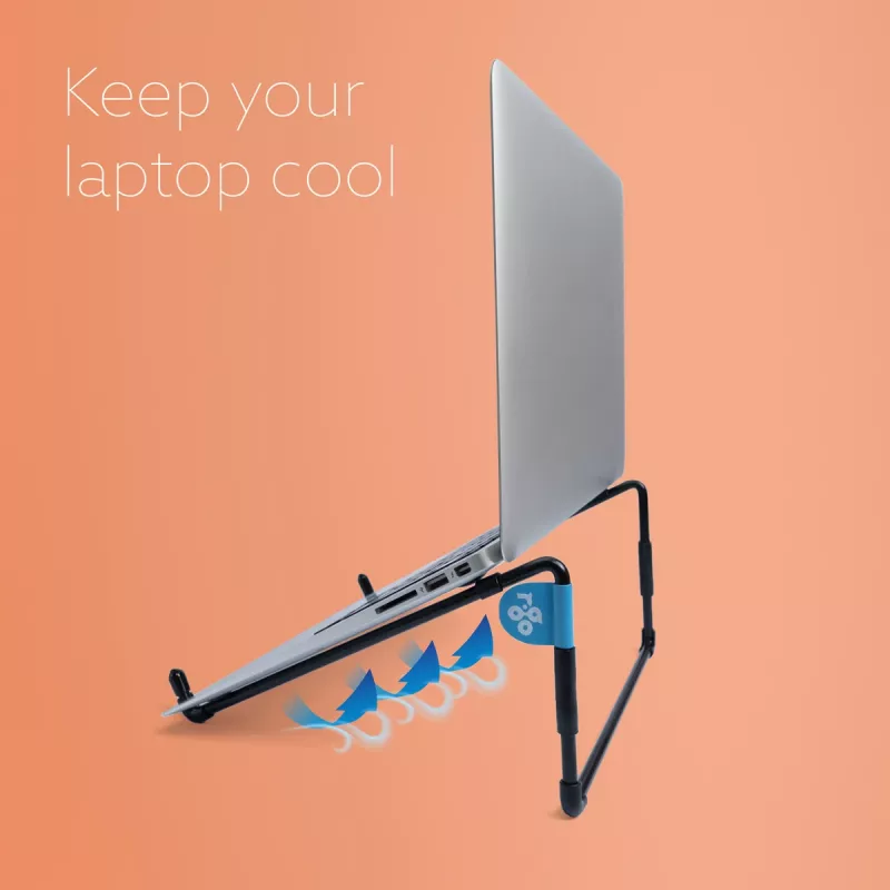 R-Go Tools nešiojamojo kompiuterio stovas R-Go Steel Travel, ergonomiškas ir sulankstomas, tinka 10–22 colių nešiojamam kompiuteriui, juodas