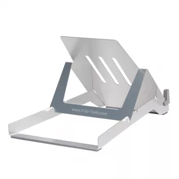 R-Go Tools nešiojamojo kompiuterio stovas R-Go Riser Basic, sulankstomas ir reguliuojamas, aliuminis, sidabrinis