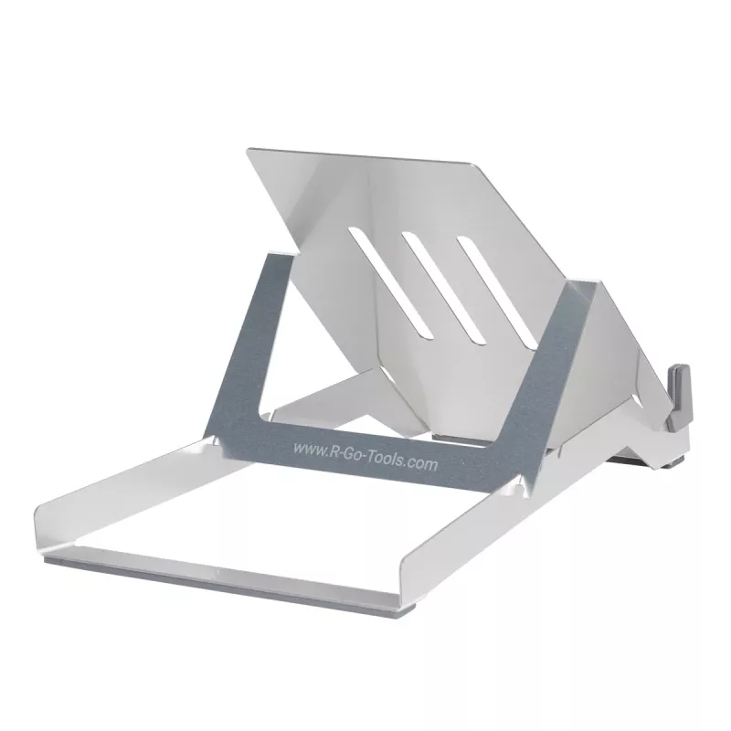 R-Go Tools nešiojamojo kompiuterio stovas R-Go Riser Basic, sulankstomas ir reguliuojamas, aliuminis, sidabrinis