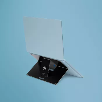 R-Go Tools stovas nešiojamam kompiuteriui R-Go Riser Attachable, reguliuojamas, integruojamas su nešiojamu kompiuteriu, aliuminis, juodas