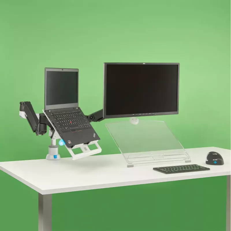 R-Go Tools laikiklis nešiojamam kompiuteriui R-Go Morelia, modulis Caparo ir Zepher monitoriaus rankoms
