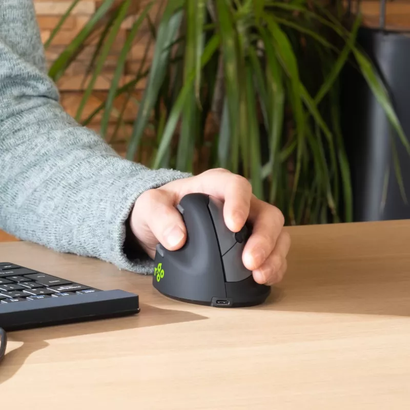 R-Go Tools ergonominė pelė R-Go HE Break su pertraukų programine įranga, vidutinė (rankos dydis 165-185 mm), kairiarankiams, Bluetooth, juoda