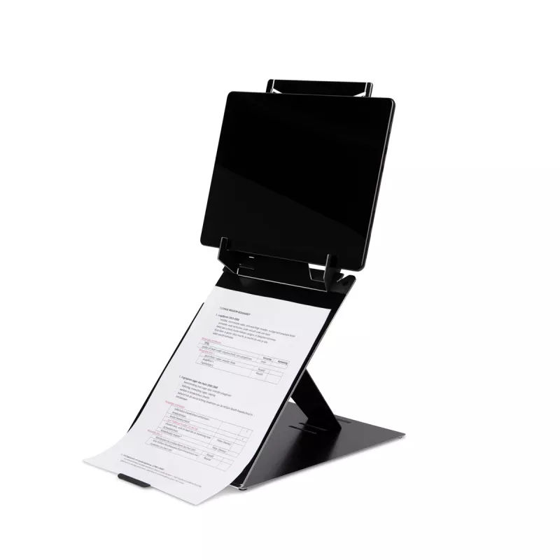 R-Go Tools planšetės ir nešiojamojo kompiuterio stovas R-Go Riser Duo, tinka 10–22 colių ekranui, juodas
