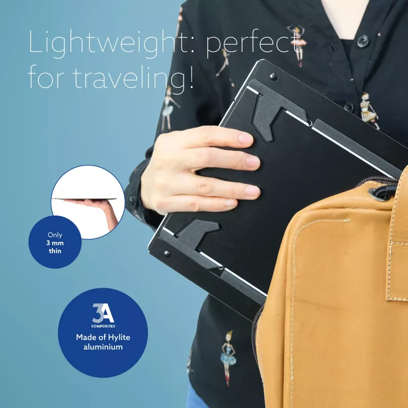 R-Go Tools planšetės ir nešiojamojo kompiuterio stovas R-Go Riser Duo, tinka 10–22 colių ekranui, juodas